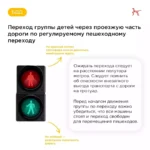 Организованный переход группы детей на пешеходных переходах